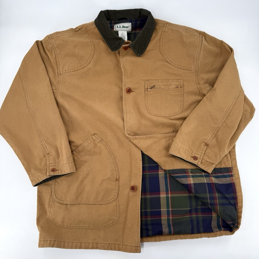 VTG LL Bean Jacket Mens XLT Corduroy Flannel Lined Chore Coat Field Barn